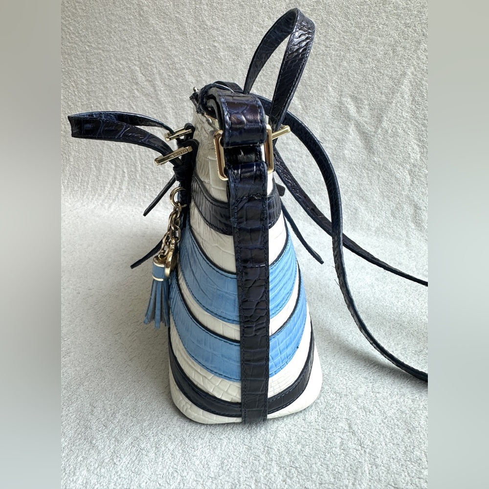 Brahmin Asher Tote‎ Regatta Vineyard NWOT Blue White Leather Handbag - Picture 8 of 12